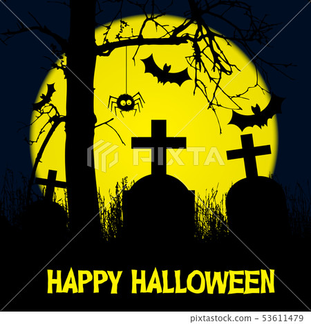 Cartoon illustration of a cemetery with 53611479