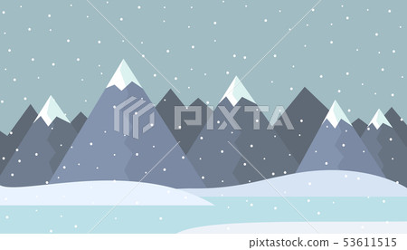 Flat design illustration of a winter mountain Flat design illustration of a winter mountain 53611515