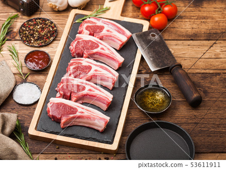 Fresh raw butchers lamb beef cutlets Fresh raw butchers lamb beef cutlets 53611911