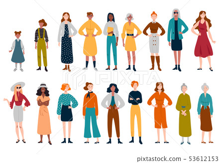 Women, many female characters of different ages. Women, many female characters of different ages. 53612153