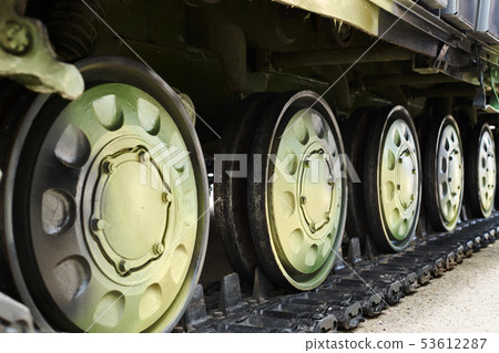 the chassis of a military tank close view the chassis of a military tank close view 53612287