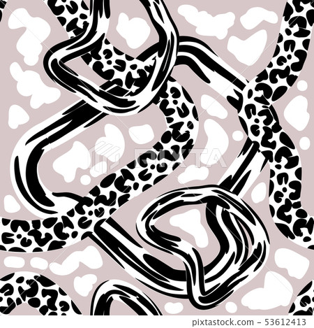 Trendy animal pattern with ornated bands. Trendy animal pattern with ornated bands. 53612413