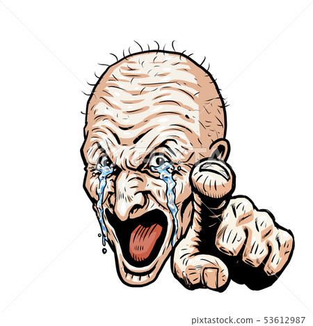 哭泣的眼淚指著手指 53612987