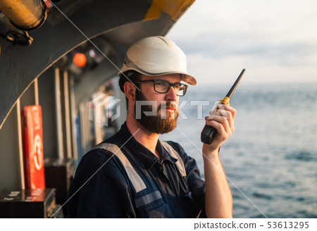 Deck Officer on deck of offshore vessel or ship Deck Officer on deck of offshore vessel or ship 53613295