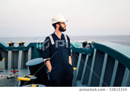 Deck Officer on deck of offshore vessel or ship 53613334