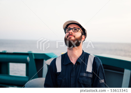 Deck Officer on deck of offshore vessel or ship 53613341