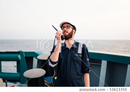 Deck Officer on deck of offshore vessel or ship 53613350