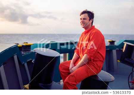 Deck Officer on deck of offshore vessel or ship Deck Officer on deck of offshore vessel or ship 53613370