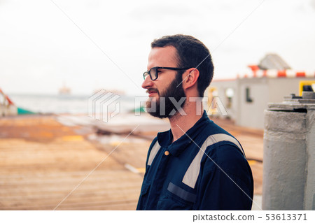 Deck Officer on deck of offshore vessel or ship 53613371