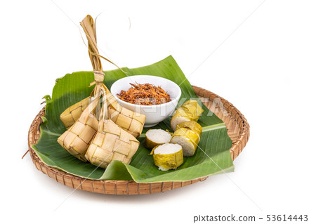 Ketupat, lemang, served with serunding, popular 53614443