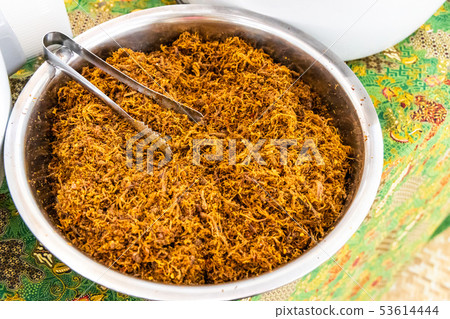 Serunding, dried meat floss made of beef or Serunding, dried meat floss made of beef or 53614444