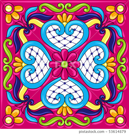 Mexican talavera ceramic tile pattern. Mexican talavera ceramic tile pattern. 53614879