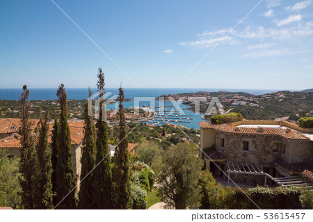 Costa Smeralda landscape with a view on Porto Cervo harbour Costa Smeralda landscape with a view on Porto Cervo harbour 53615457