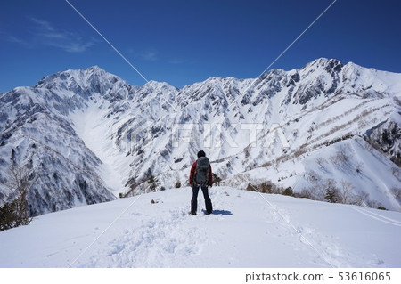 A climber who discovers Goryudake and Kashima-Kamogatake A climber who discovers Goryudake and Kashima-Kamogatake 53616065