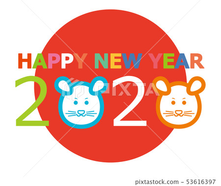 Mouse Year 2020 New Year Card Illustration 53616397