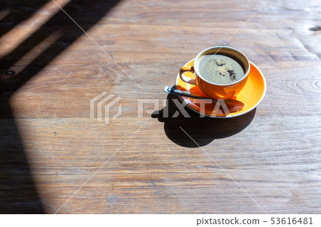 hot milk coffee with late art on top 53616481