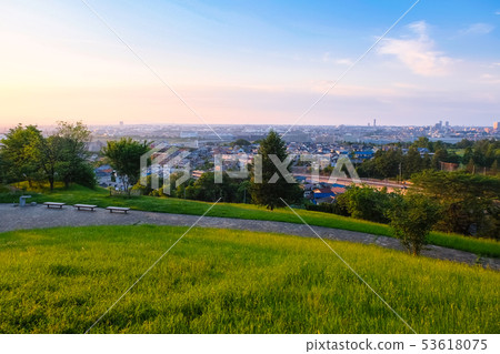Tama City Tokyo Metropolitan Sakuragaoka Park Yuhinooka evening view Tama City Tokyo Metropolitan Sakuragaoka Park Yuhinooka evening view 53618075