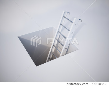 White ladder rising above the square black hole 53618352