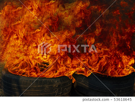 Fire flames on Abstract art black background Fire flames on Abstract art black background 53618645
