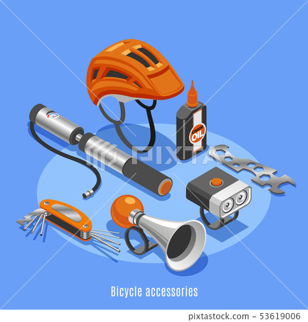 Bicycle Accessories Isometric Background 53619006