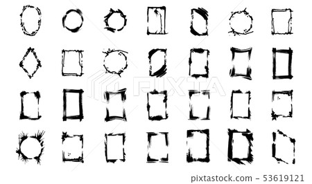 Vector Set of dry brush frames. Black and white engraved ink art. Isolated illustration element. 53619121