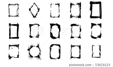 Vector Set of dry brush frames. Black and white engraved ink art. Isolated illustration element. 53619123