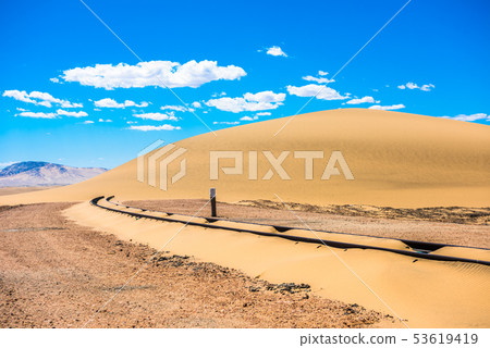 Railway tracks after sand storm, Namibia 53619419