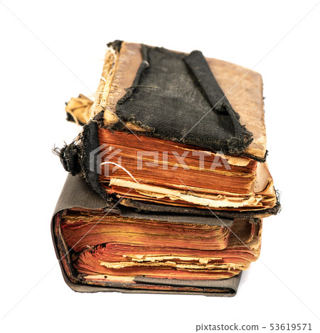 Two ancient books isolated on white background Two ancient books isolated on white background 53619571