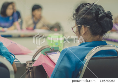 Female teachers meeting for plan teaching  53620068