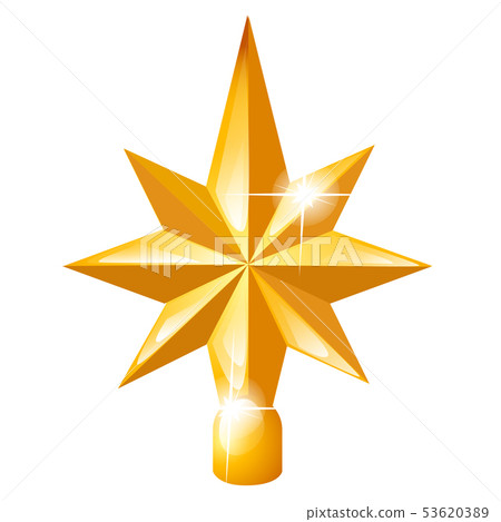 Golden star on the Christmas tree isolated on... - Stock Illustration ...