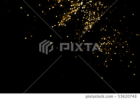 Gold abstract bokeh. Black background 53620748