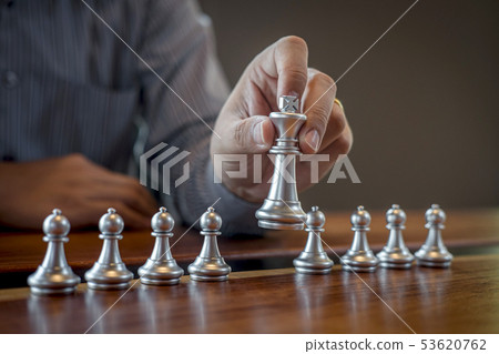 Gold and silver chess with player, Intelligent 53620762