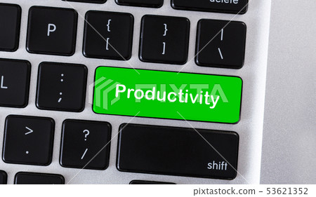 Text Productivity on green button of computer keyboard Text Productivity on green button of computer keyboard 53621352