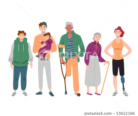 Group of diverse people mixed age standing together. Group of diverse people mixed age standing together. 53622166