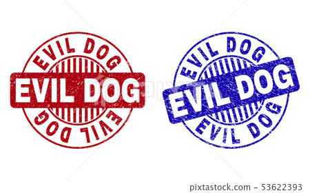 Grunge EVIL DOG Textured Round Stamp Seals Grunge EVIL DOG Textured Round Stamp Seals 53622393