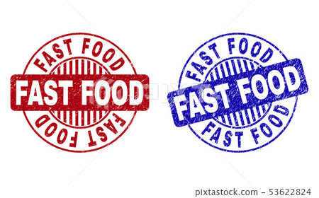 Grunge FAST FOOD Scratched Round Watermarks - Stock Illustration ...