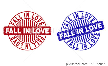 Grunge FALL IN LOVE Scratched Round Stamps Grunge FALL IN LOVE Scratched Round Stamps 53622844