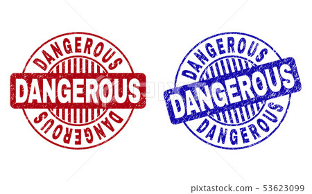 Grunge DANGEROUS Scratched Round Stamp Seals Grunge DANGEROUS Scratched Round Stamp Seals 53623099