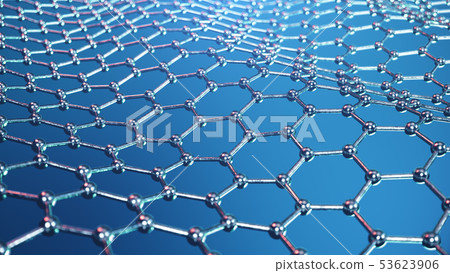 3d Illustration structure of the graphene or carbon surface, abstract nanotechnology hexagonal 53623906