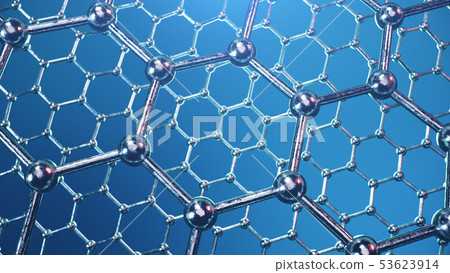 3d Illustration structure of the graphene or carbon surface, abstract nanotechnology hexagonal 3d Illustration structure of the graphene or carbon surface, abstract nanotechnology hexagonal 53623914