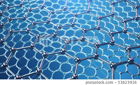 3d Illustration structure of the graphene or carbon surface, abstract nanotechnology hexagonal 53623916