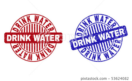 Grunge DRINK WATER Textured Round Stamp Seals 53624082