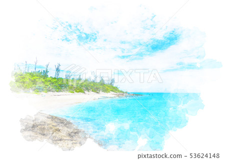 海灘水彩島在沖繩島Waterjima 53624148