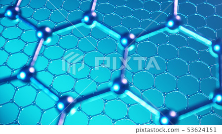 3d Illustration structure of the graphene or carbon surface, abstract nanotechnology hexagonal 53624151