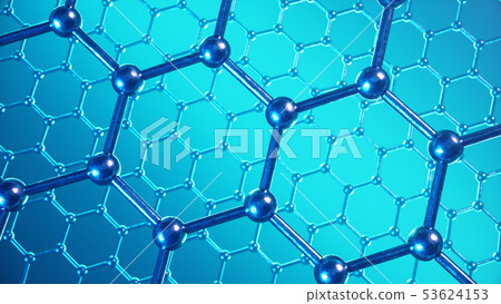 3d Illustration structure of the graphene or carbon surface, abstract nanotechnology hexagonal 53624153