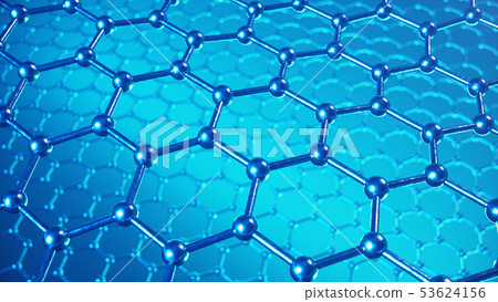 3d Illustration structure of the graphene or carbon surface, abstract nanotechnology hexagonal 53624156