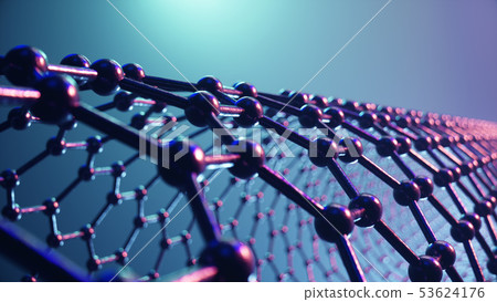 3d Illustration structure of the graphene tube, abstract nanotechnology hexagonal geometric form 53624176
