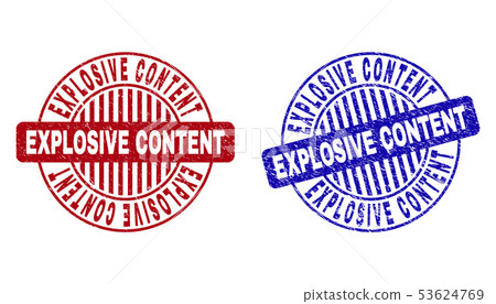 Grunge EXPLOSIVE CONTENT Scratched Round Stamp Seals 53624769