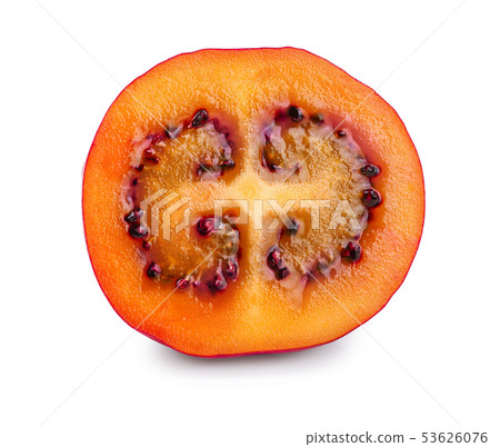 Fresh tamarillo half fruit isolated on white background Fresh tamarillo half fruit isolated on white background 53626076