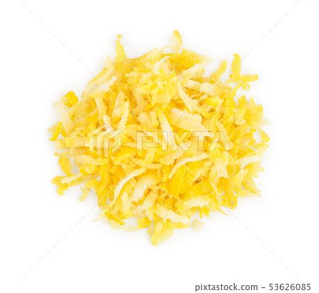 Lemon peel or zest isolated on white background. Healthy food. Top view. Flat lay 53626085